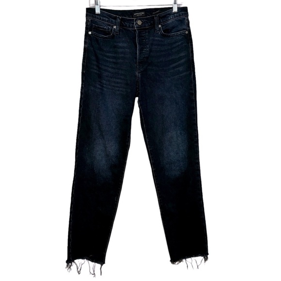 BANANA REPUBLIC Premium Denim High Rise Straight Jeans Raw Hem 28 T button fly - Picture 1 of 11
